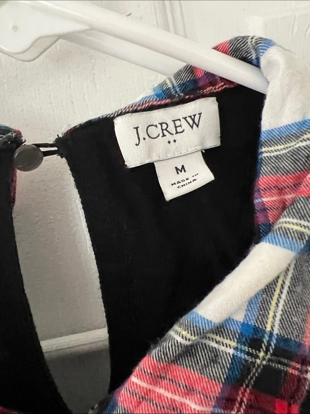 J. Crew Black Sweater with Red & Blue Plaid Shirt Detail - Picture 2 of 8
